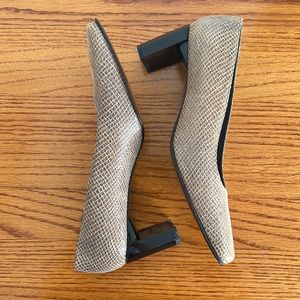 Stuart Weitzman Snake Print Suede Low Block Heels Shoes 9.5